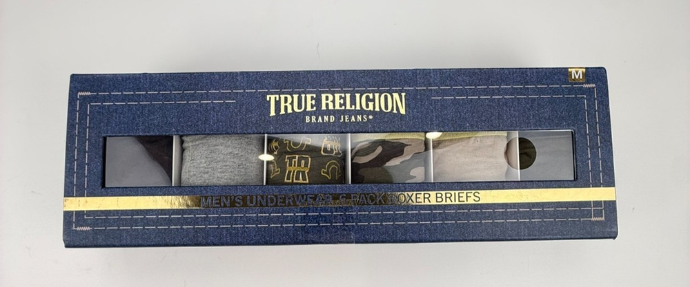 6 PACK TRUE RELIGION COTTON BOXER BRIEFS SZ MED NWT